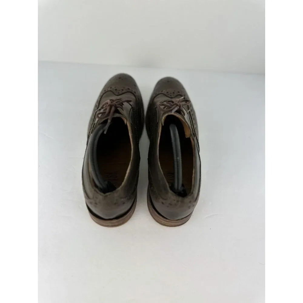 J.D. Fisk Mens Brown Leather Wingtip Oxford Lug Sole Brogue Shoes Size 9.5